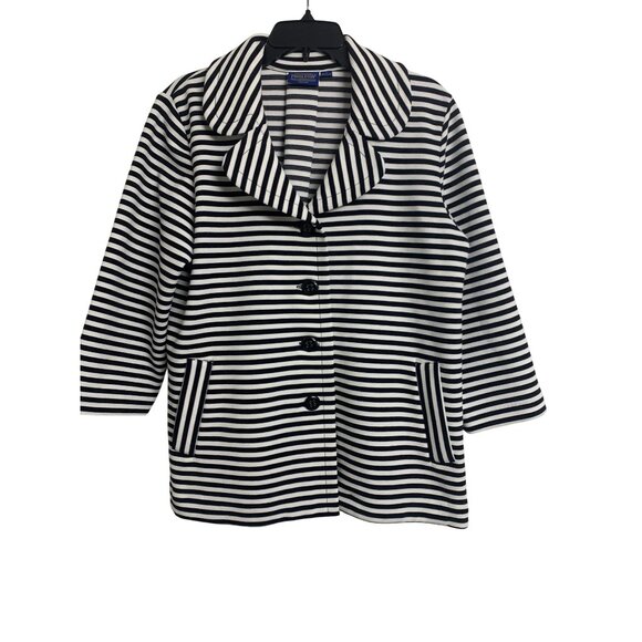 Pendleton Blue & White Striped Nautical Swing Jacket L - Picture 1 of 9
